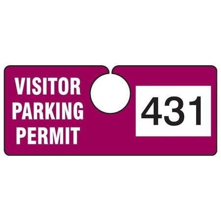 Accuform Parking Permit Tag, VISITOR PARKING PERMIT Numbered 700-799, Maroon, 2in x 4.75in, 100PK TNT431MRH